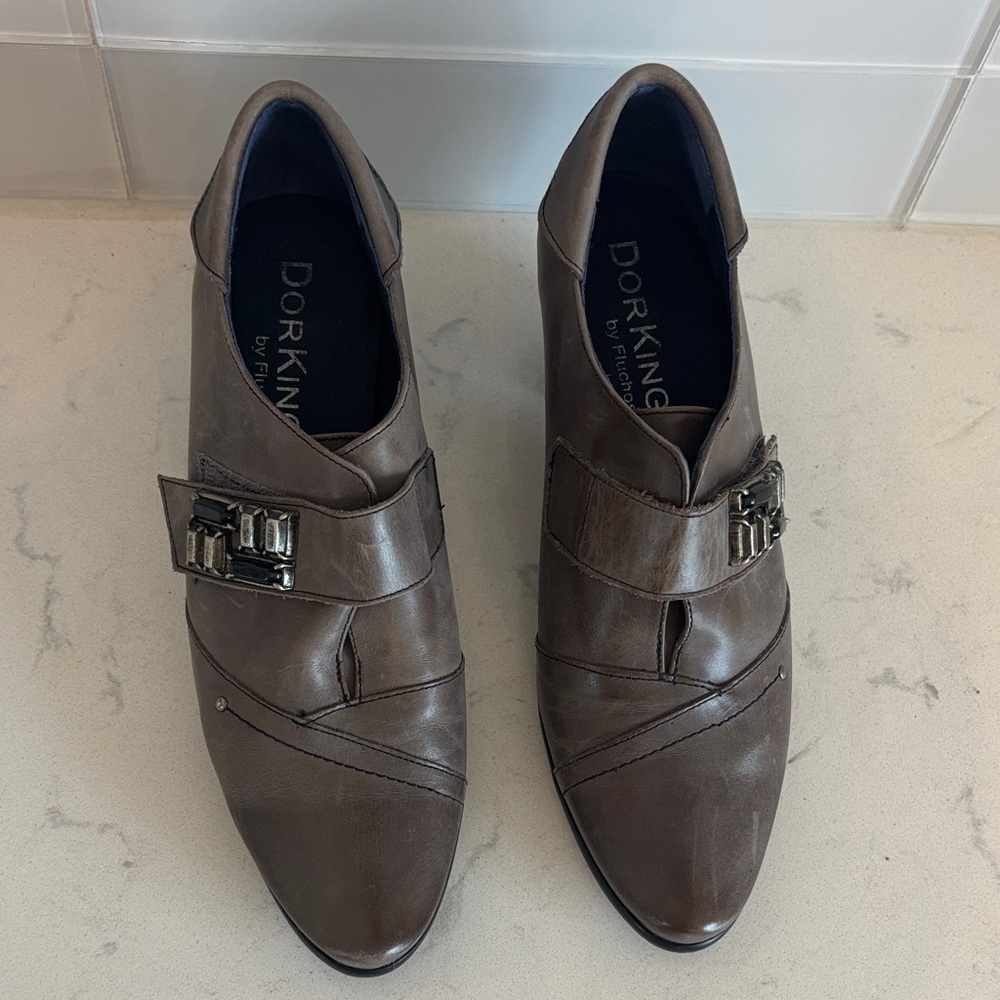 Women's Gray Leather Dorking by Fluchos Heeled Boots